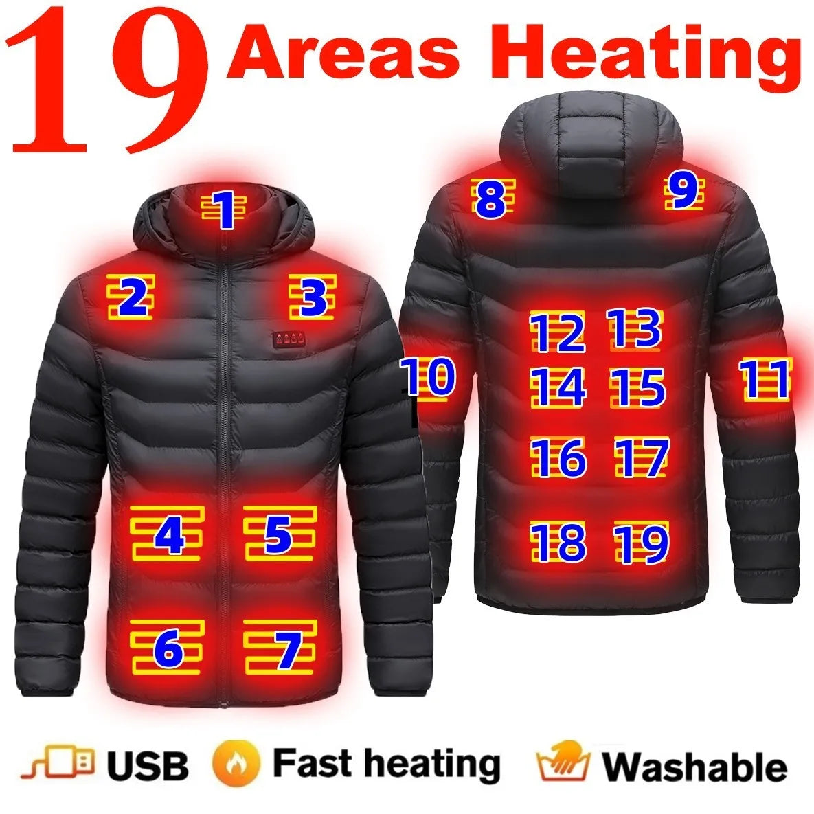 19 Areas Winter Warm USB Heating Jacket